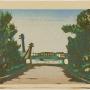Entrance to Hamacho Park 11/1/1929 by Fukazawa Sakuichi Japanese 1896-1947; woodcut on paper. (c) Carnegie Museum of Art, Pittsburgh. Bequest of Dr. James B. Austin, 89.28.72.4