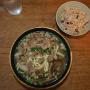 A hearty meal of beef broth and udon noodles with rice and azuki beans. Photo by JL, (c) ASC