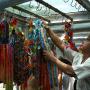 Hanging chains of paper cranes to wish for peace Okinawa. Photo by JL, (c) ASC